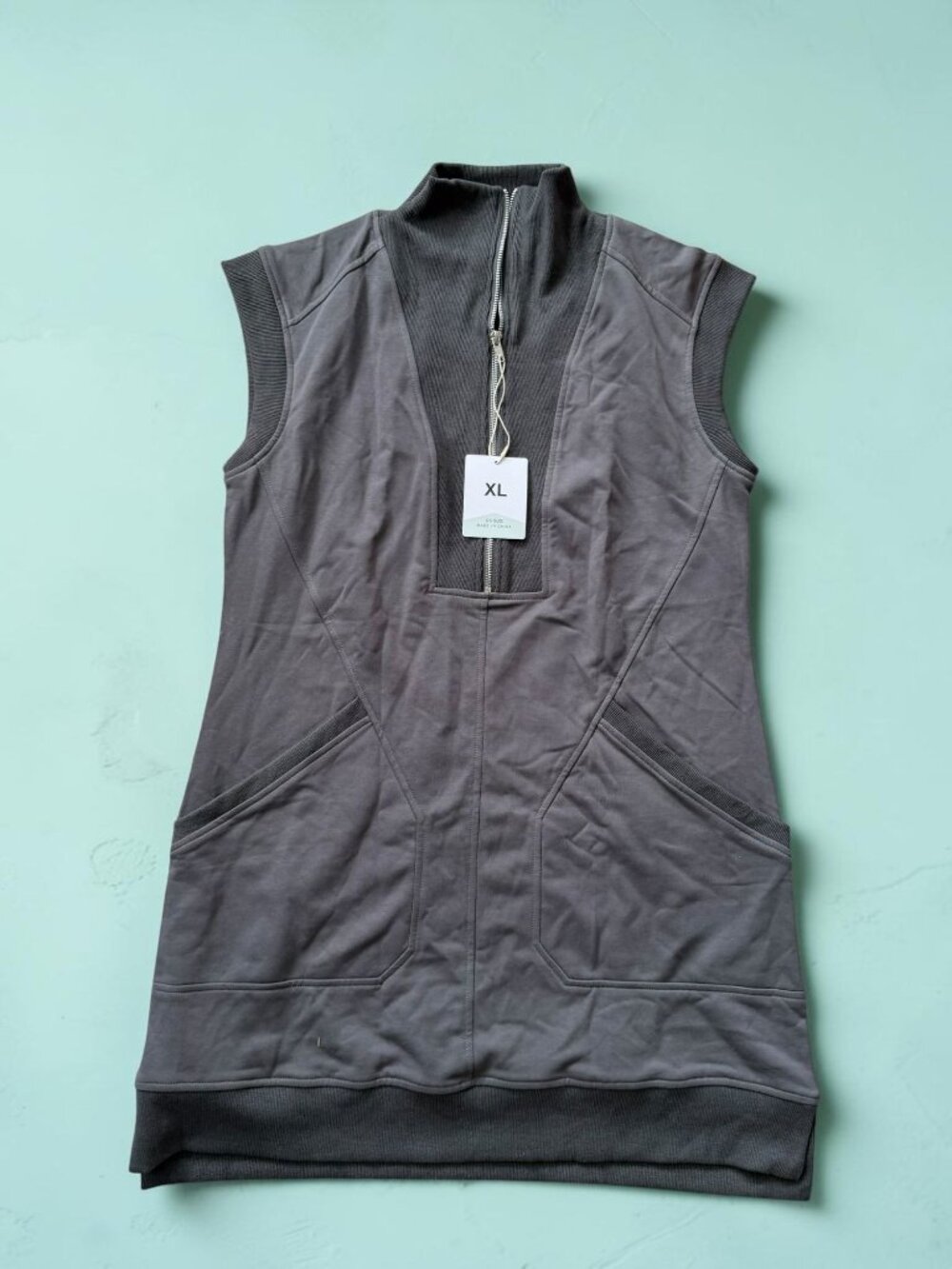 GRAY Quarter Zip Casual Lounge Dress Sz XL NEW NWT